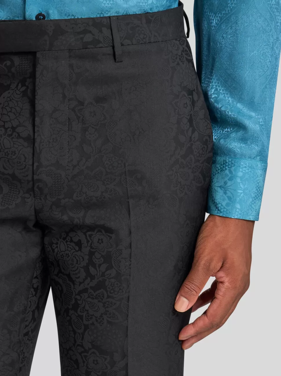 Herren ETRO ABENDHOSE MIT FLORALEM JACQUARD-RANKENMUSTER