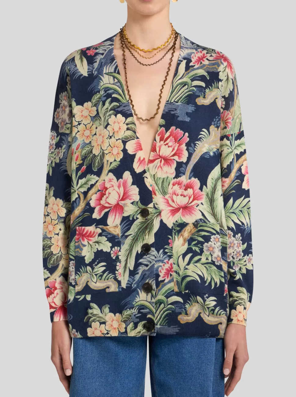 Damen ETRO CARDIGAN AUS BAUMWOLLE UND WOLLE MIT PRINT