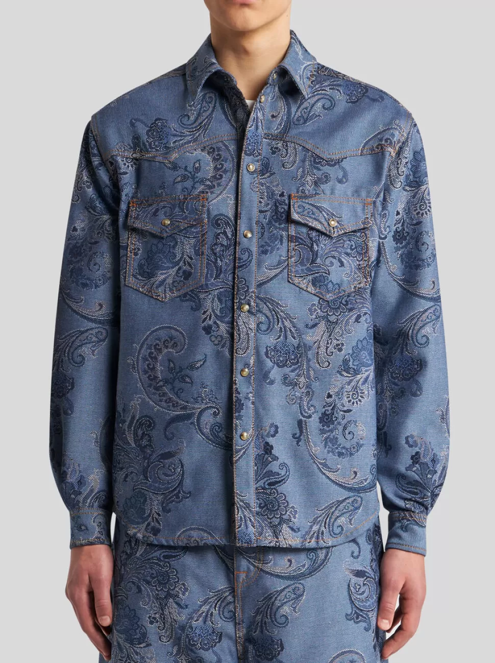 Herren ETRO DENIM-HEMD MIT PAISLEYMUSTER