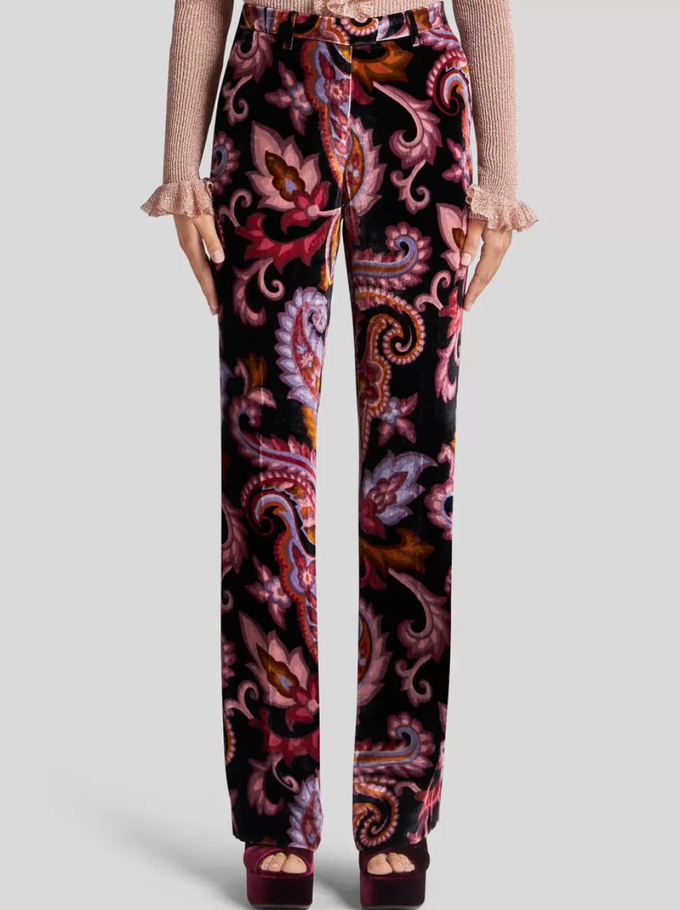 Damen ETRO HOSE AUS SAMT IM PAISLEY-MUSTER