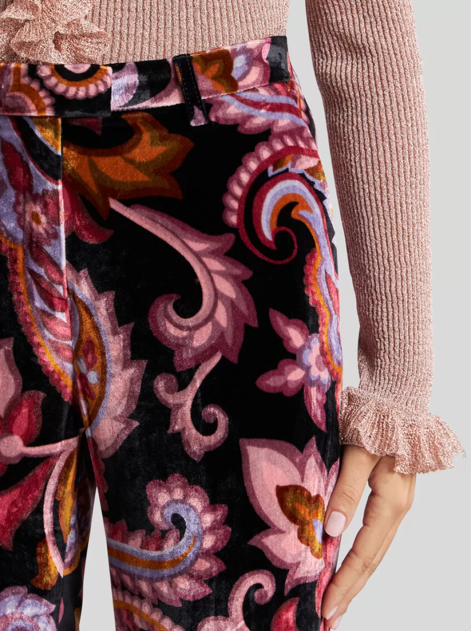 Damen ETRO HOSE AUS SAMT IM PAISLEY-MUSTER