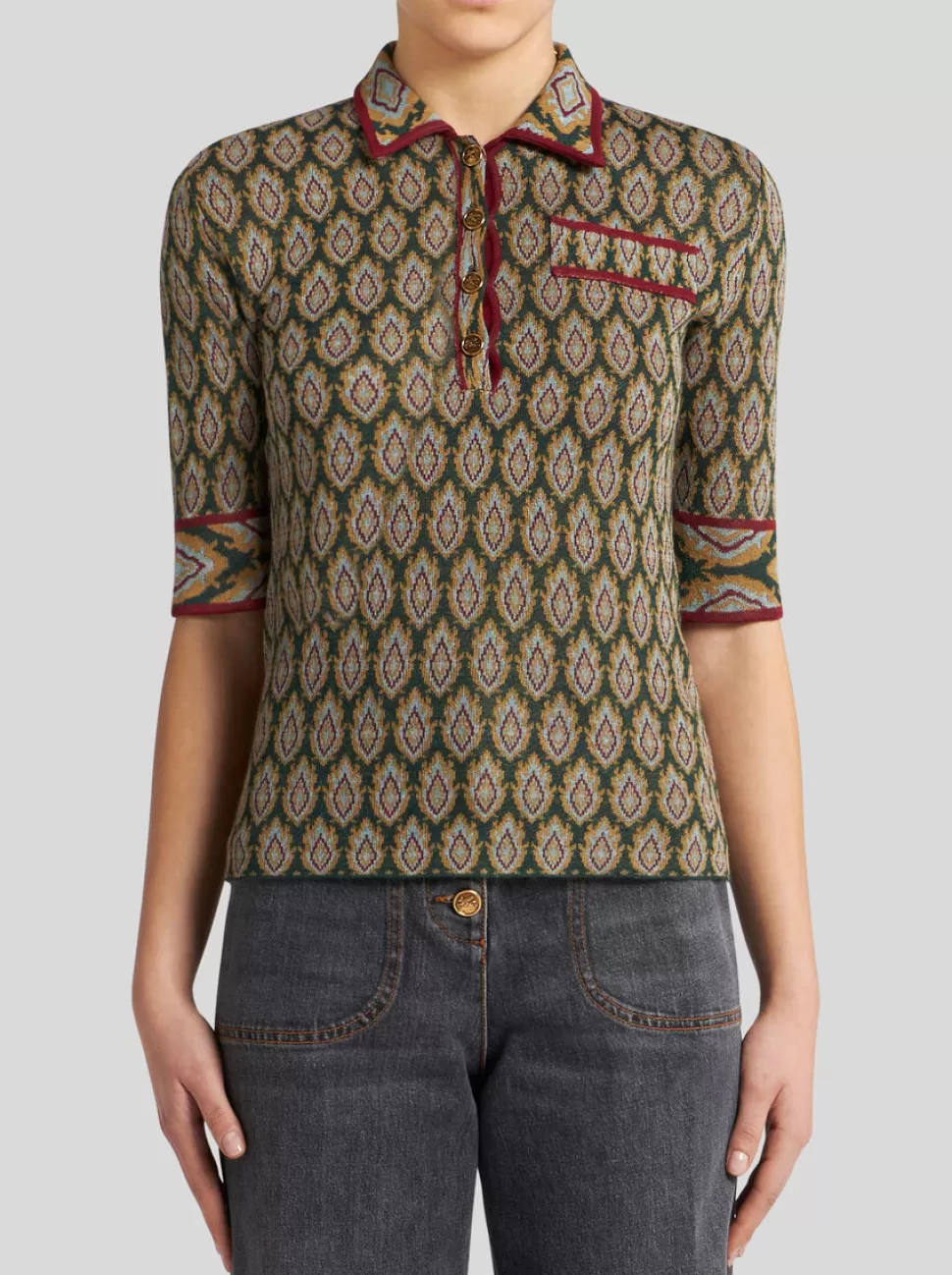 Damen ETRO JACQUARD-STRICKPOLOSHIRT