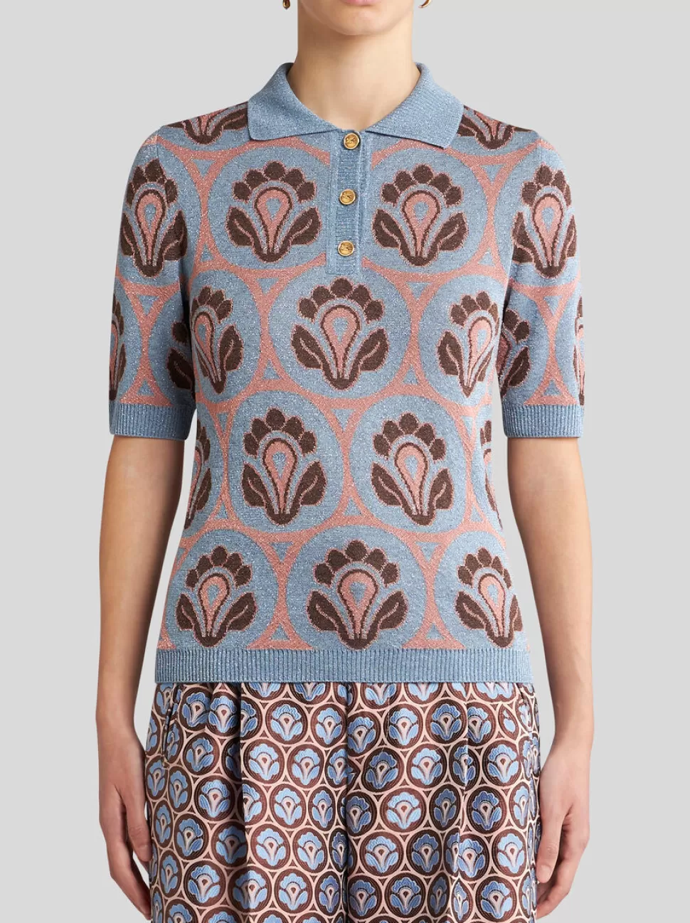 Damen ETRO JACQUARD-STRICKPOLOSHIRT