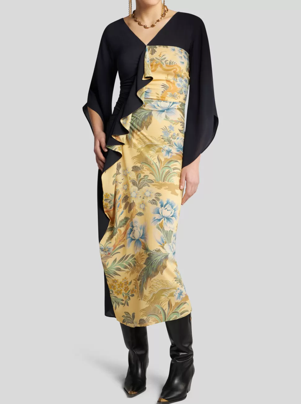 Damen ETRO MIDIKLEID MIT PLATZIERTEM FLORALEM PRINT