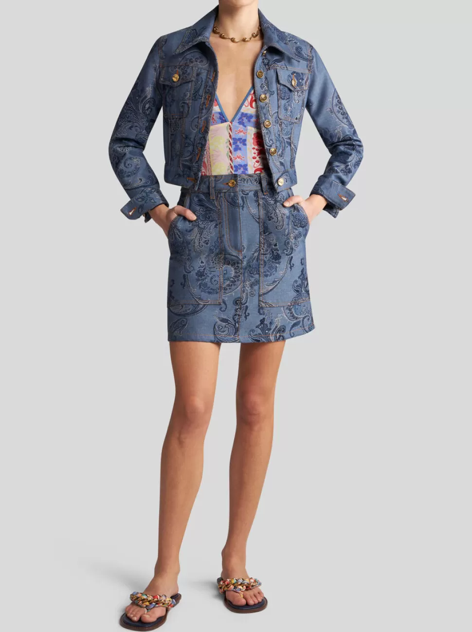 Damen ETRO MINIROCK AUS JACQUARD-DENIM