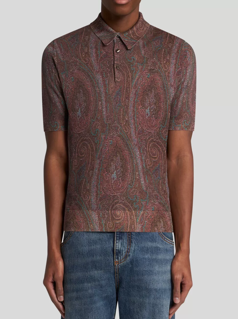 Herren ETRO POLOSHIRT IN STRICK MIT PAISLEY-PRINT