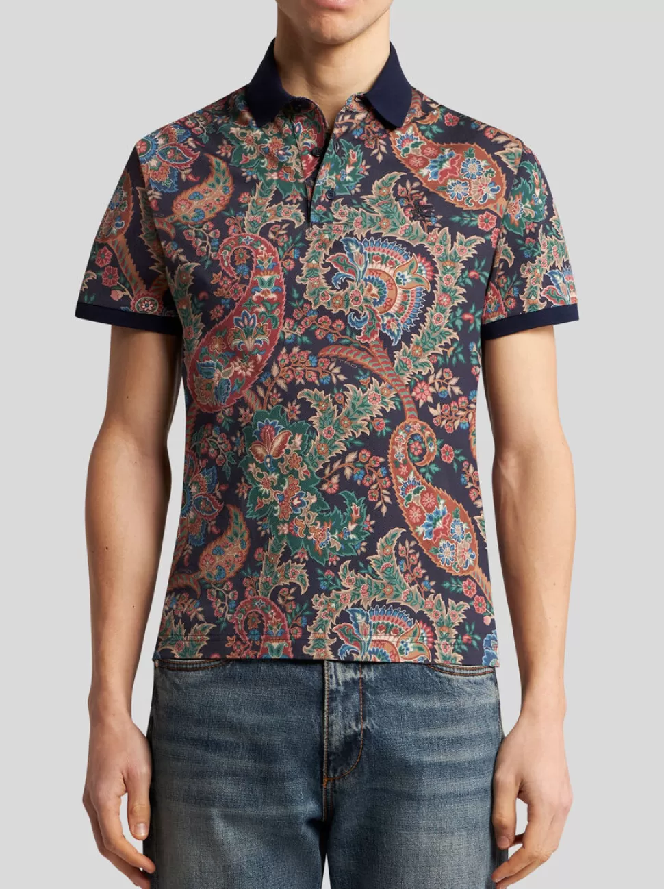 Herren ETRO POLOSHIRT MIT FLORALEM PAISLEYMUSTER