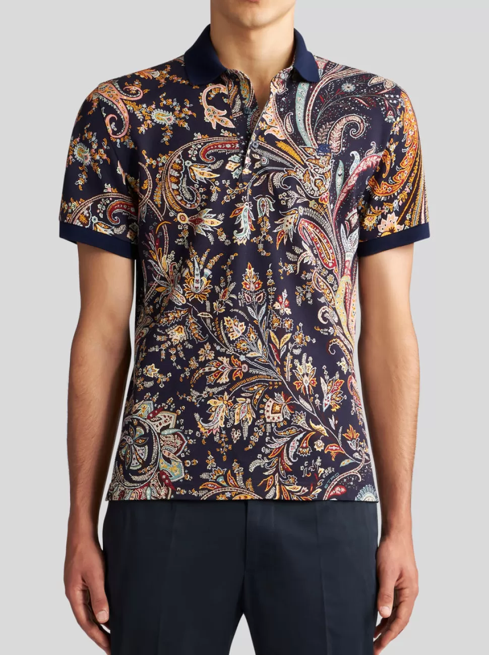 Herren ETRO POLOSHIRT MIT MEHRFARBIGEM PAISLEYMUSTER UND LOGO