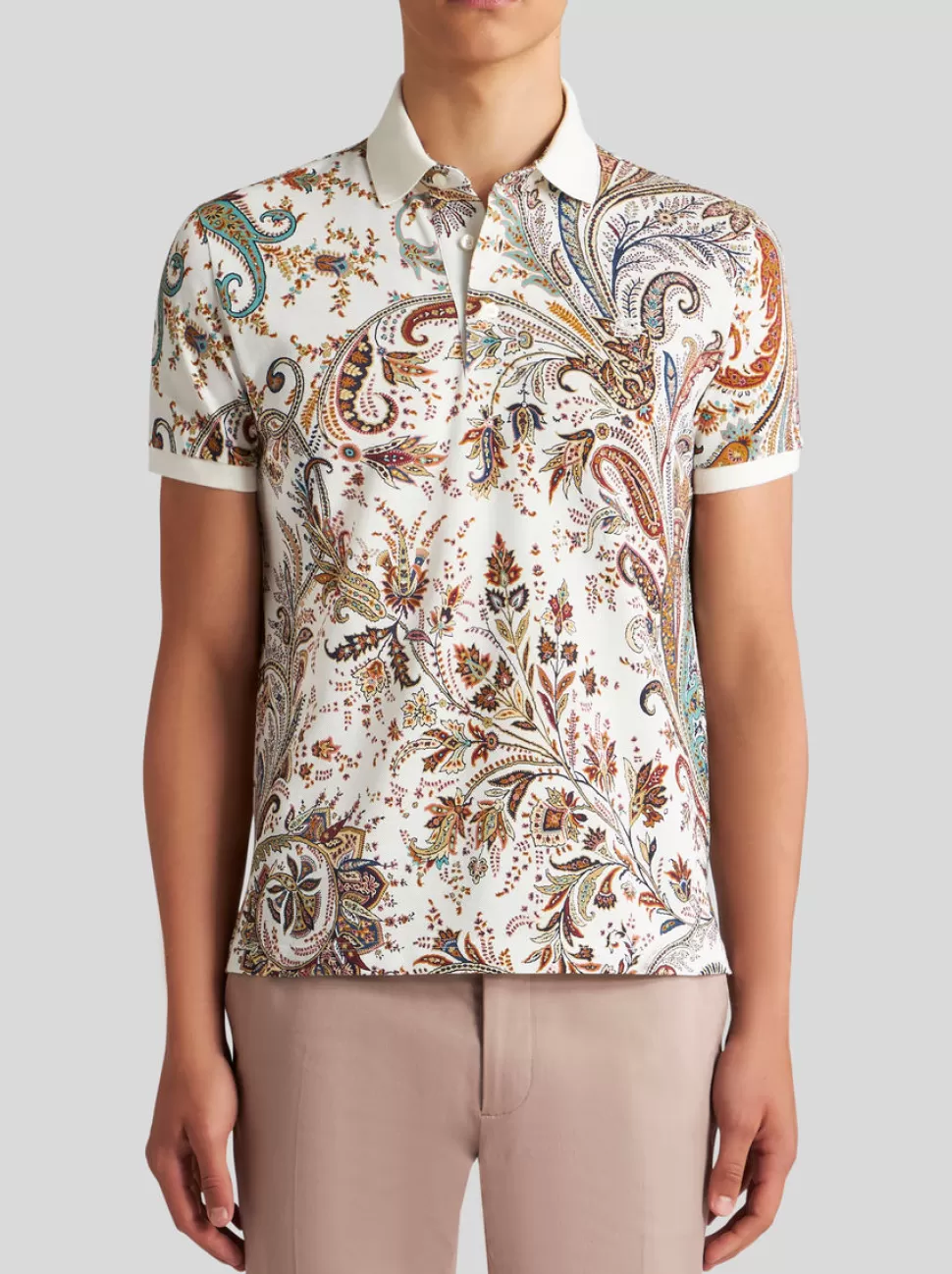 Herren ETRO POLOSHIRT MIT MEHRFARBIGEM PAISLEYMUSTER UND LOGO