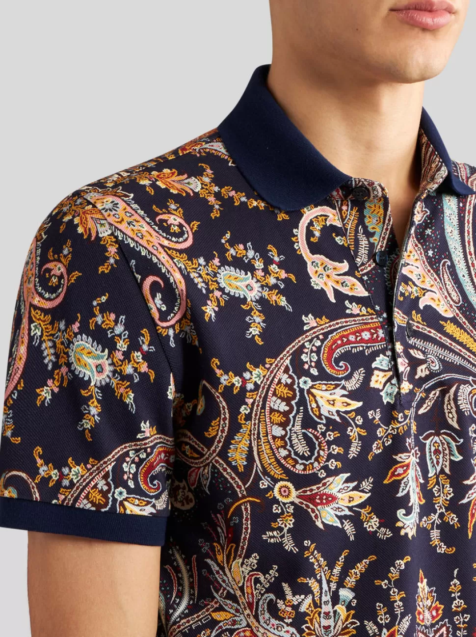 Herren ETRO POLOSHIRT MIT MEHRFARBIGEM PAISLEYMUSTER UND LOGO