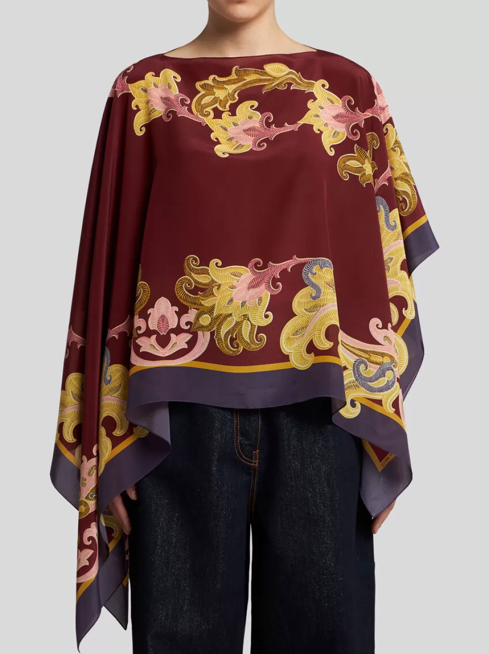 Damen ETRO PONCHO AUS BEDRUCKTER SEIDE