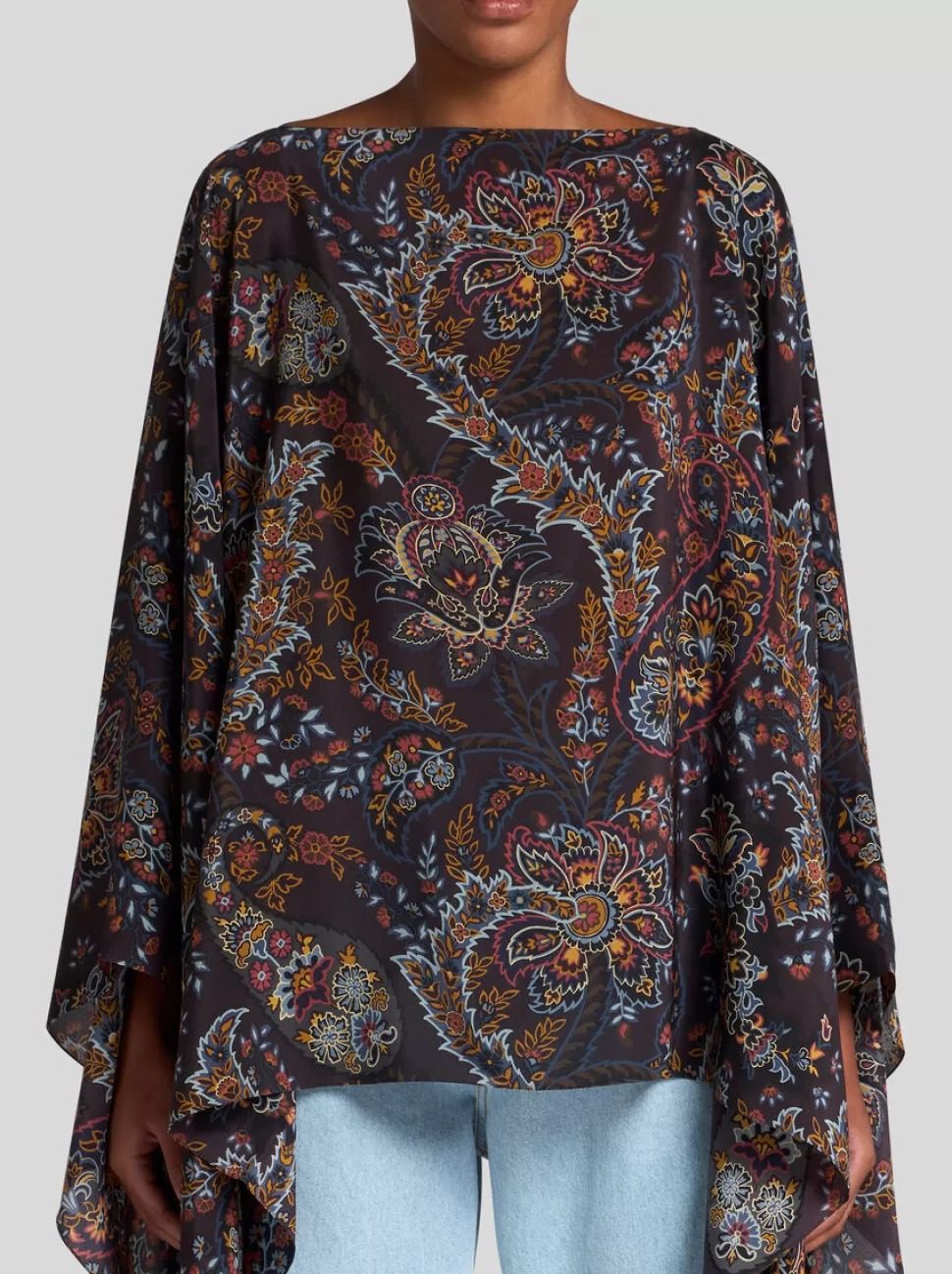 Damen ETRO PONCHO AUS BEDRUCKTER SEIDE