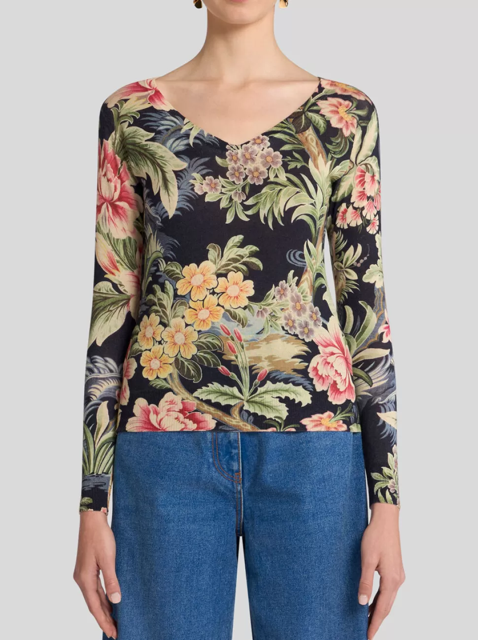 Damen ETRO PULLOVER AUS KASCHMIR UND SEIDE MIT PRINT