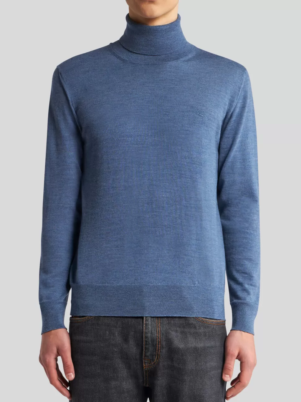 Herren ETRO ROLLKRAGENPULLOVER AUS WOLLE MIT STICKEREI