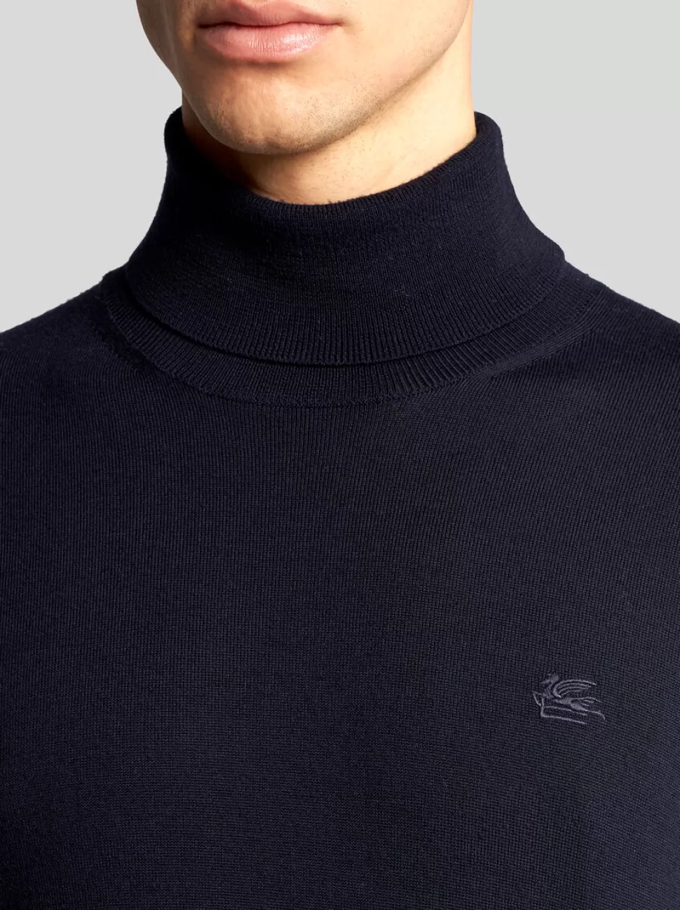 Herren ETRO ROLLKRAGENPULLOVER AUS WOLLE MIT STICKEREI