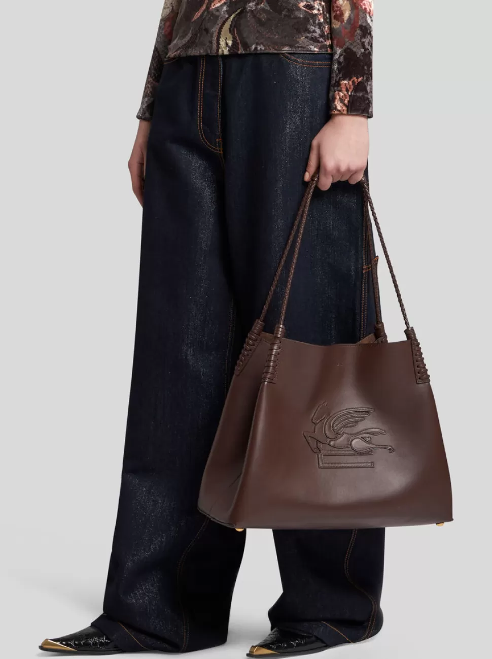 Damen ETRO SHOPPINGTASCHE LIBRA MITTELGROSS AUS LEDER