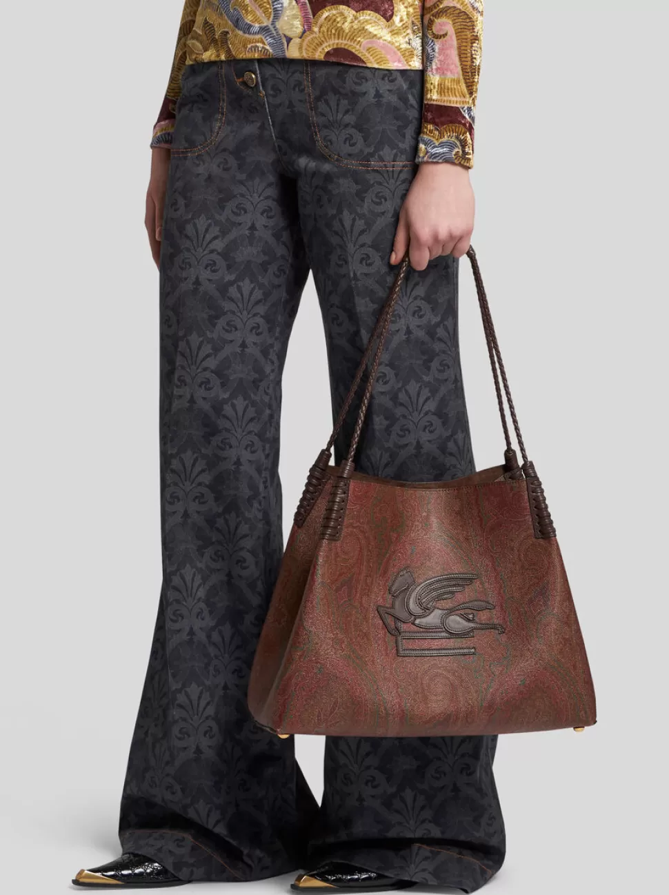 Damen ETRO SHOPPINGTASCHE LIBRA MITTELGROSS PAISLEY