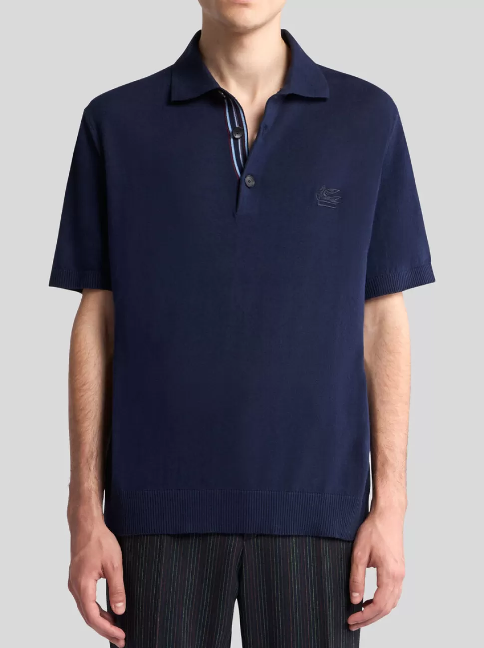 Herren ETRO STRICK-POLOSHIRT MIT AUFGESTICKTEM PEGASO