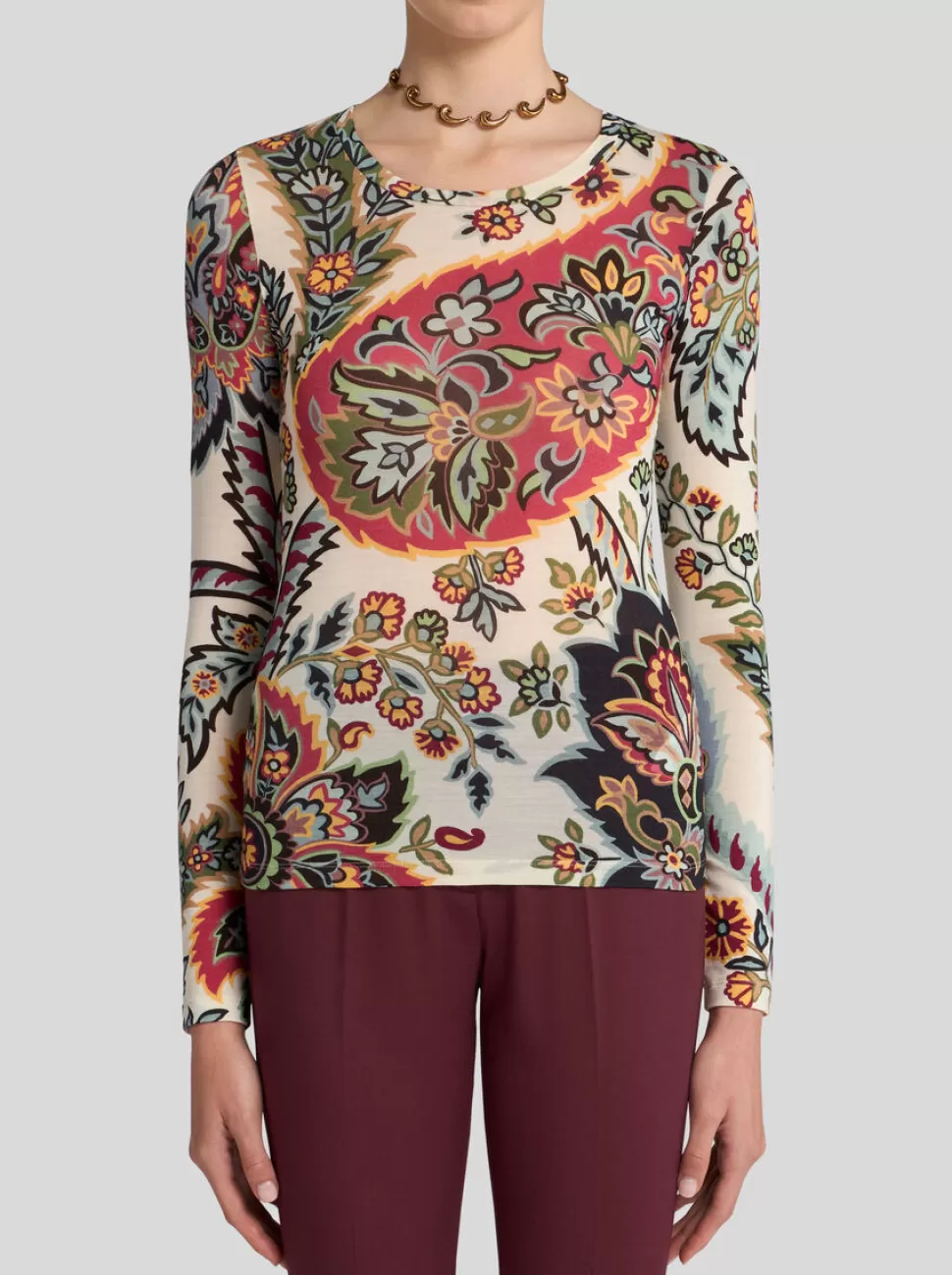 Damen ETRO TOP AUS JERSEY MIT PAISLEYMUSTER