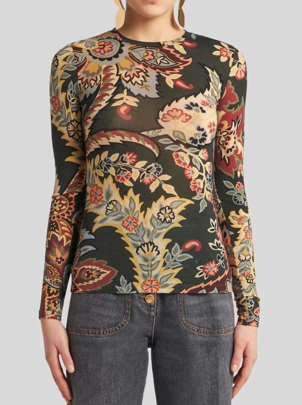 Damen ETRO TOP AUS JERSEY MIT PAISLEYMUSTER