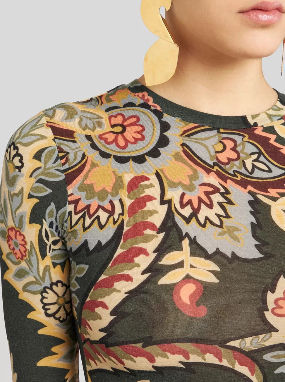 Damen ETRO TOP AUS JERSEY MIT PAISLEYMUSTER