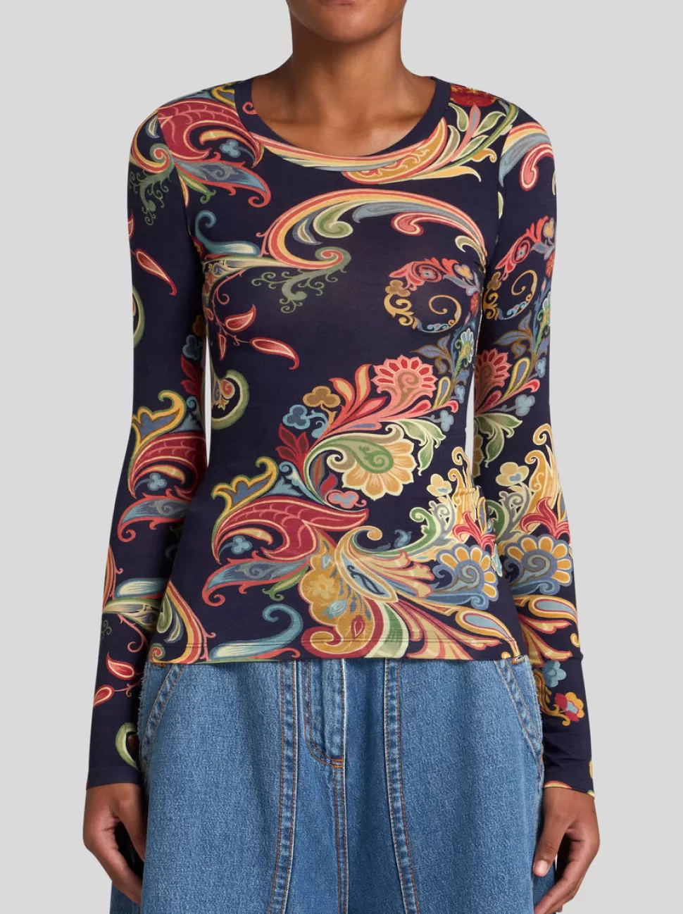 Damen ETRO TOP AUS WOLL-JERSEY MIT PRINT