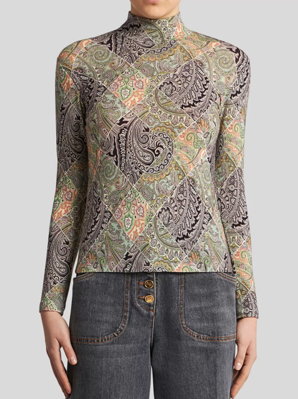 Damen ETRO TOP AUS WOLL-JERSEY MIT PRINT