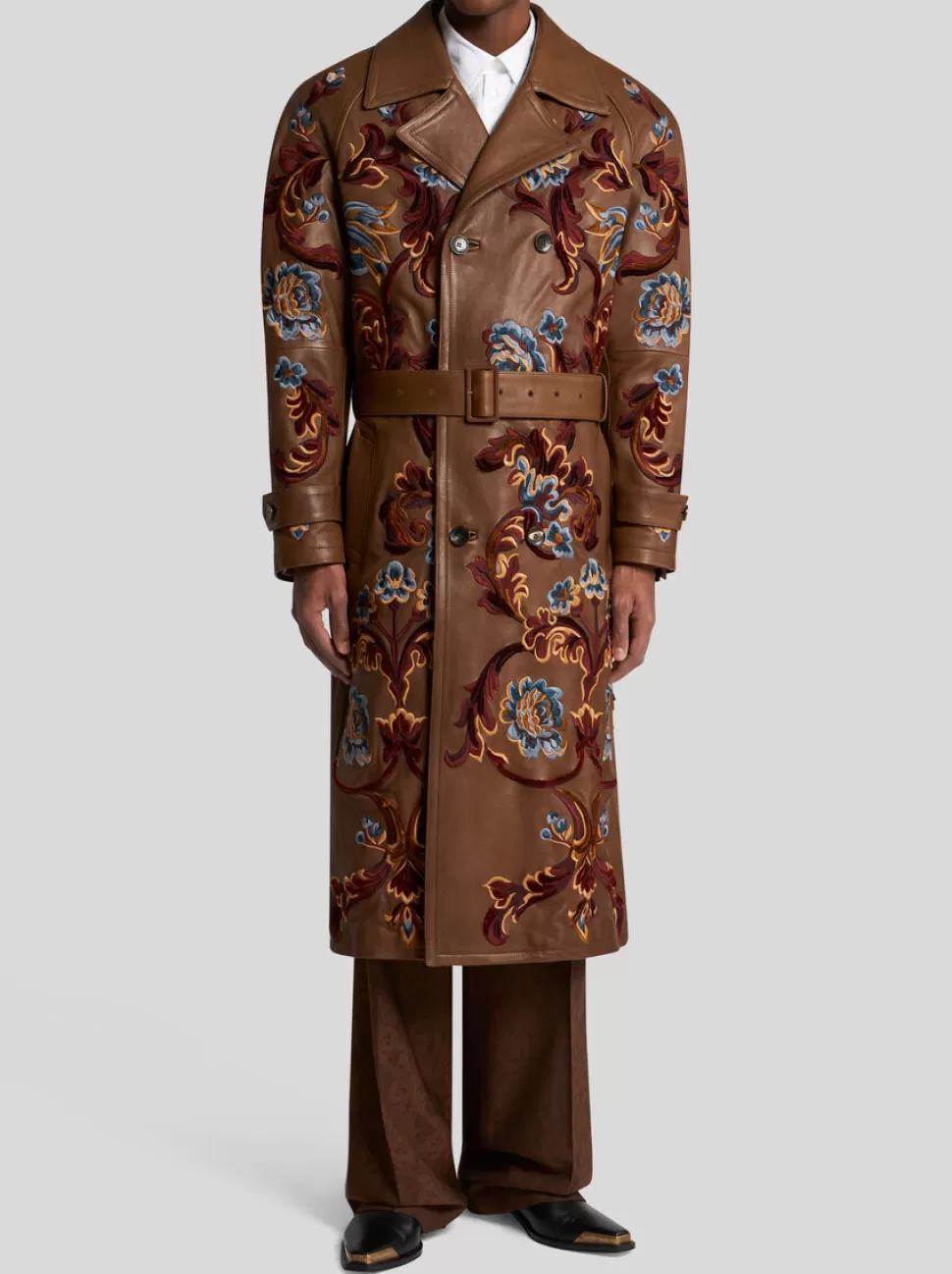 Herren ETRO TRENCHCOAT AUS LEDER MIT STICKEREI