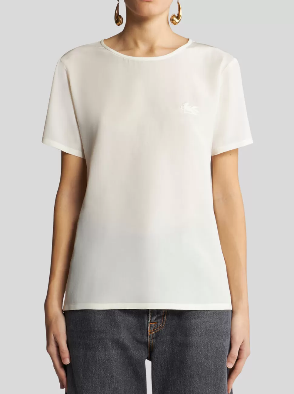 Damen ETRO T-SHIRT AUS CRÊPE DE CHINE