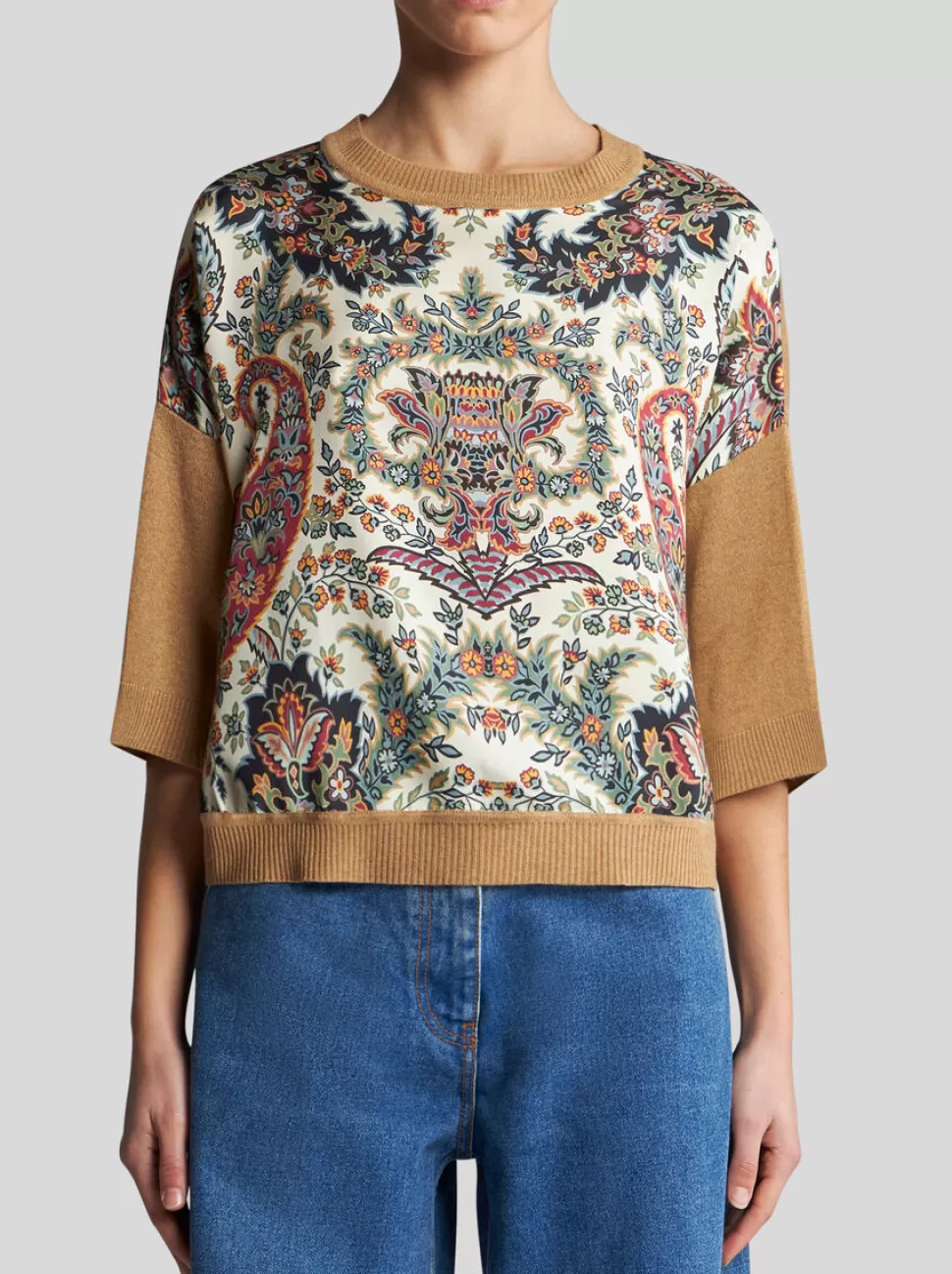 Damen ETRO T-SHIRT AUS WOLLE MIT PRINT