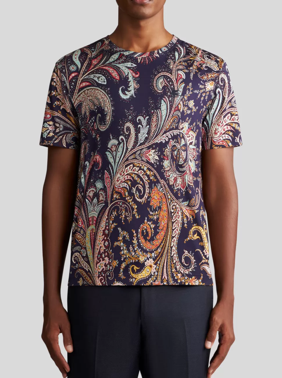 Herren ETRO T-SHIRT MIT PAISLEYDRUCK UND LOGO