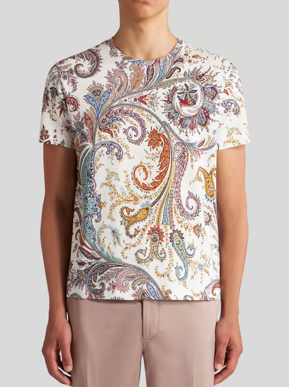 Herren ETRO T-SHIRT MIT PAISLEYDRUCK UND LOGO