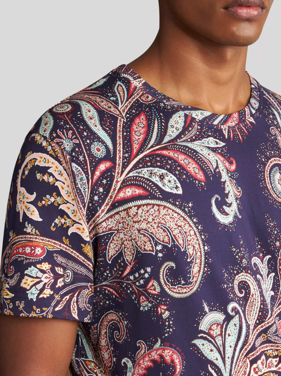 Herren ETRO T-SHIRT MIT PAISLEYDRUCK UND LOGO